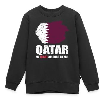 Katar Fahne - Kinder Premium Organic Sweatshirt - Schwarz - Vorne - AI Model Kid Female (0cm)