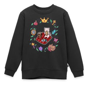 Katze Picknick Fairy Tale - Kinder Premium Organic Sweatshirt - Schwarz - Vorne - AI Model Kid Female (0cm)