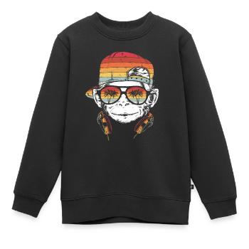 Monkey Cooler Affe DJ Kopfhörer Geschenkidee Party - Kinder Premium Organic Sweatshirt - Schwarz - Vorne - AI Model Kid Female (0cm)