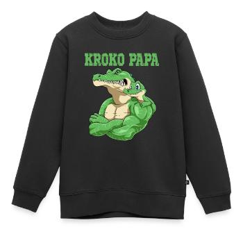 Kroko Papa Krokodil Vater und Baby Papa Vatertag - Kinder Premium Organic Sweatshirt - Schwarz - Vorne - AI Model Kid Female (0cm)