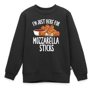 Ich bin nur wegen der Mozzarella-Sticks hier - Kinder Premium Organic Sweatshirt - Schwarz - Vorne - AI Model Kid Female (0cm)