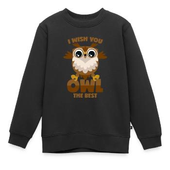 Eule Wortwitz - Kinder Premium Organic Sweatshirt - Schwarz - Vorne - AI Model Kid Female (0cm)