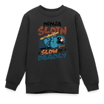 Ninja Sloth lent mais mortel - Sweat Premium enfant bio - noir - Devant - AI Model Kid Female (0cm)