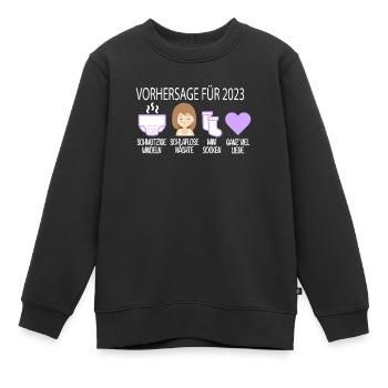 Vorhersage 2023 Werdender Papa Werdende Mama - Kinder Premium Organic Sweatshirt - Schwarz - Vorne - AI Model Kid Female (0cm)