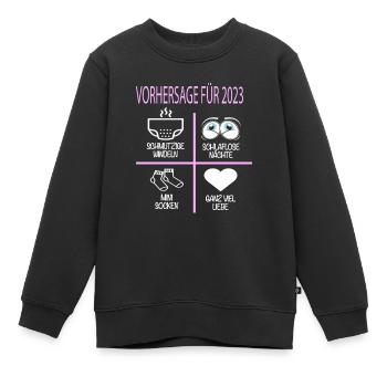 Vorhersage 2023 Werdender Papa Werdende Mama - Kinder Premium Organic Sweatshirt - Schwarz - Vorne - AI Model Kid Female (0cm)