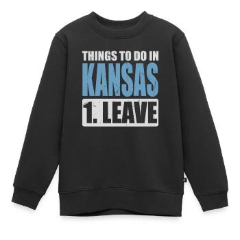Mème du Kansas - Sweat Premium enfant bio - noir - Devant - AI Model Kid Female (0cm)