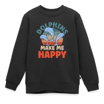 Les dauphins me rendent heureux Dauphin Dauphin - Sweat Premium enfant bio - noir - Devant - AI Model Kid Female (0cm)