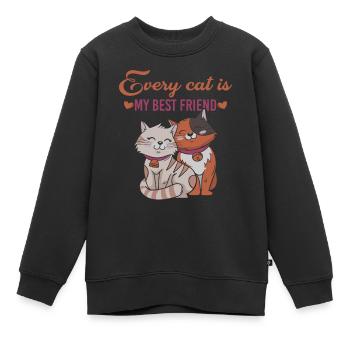 Katzenfreunde - Kinder Premium Organic Sweatshirt - Schwarz - Vorne - AI Model Kid Female (0cm)