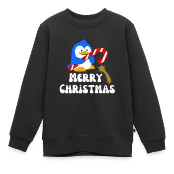 Frohe Weihnachten Weihnachtspinguin - Kinder Premium Organic Sweatshirt - Schwarz - Vorne - AI Model Kid Female (0cm)