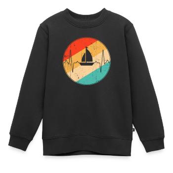 Voile Rétro Heartbeat - Sweat Premium enfant bio - noir - Devant - AI Model Kid Female (0cm)