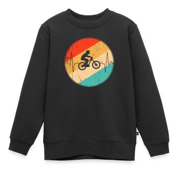 VTT Retro Heartbeat - Sweat Premium enfant bio - noir - Devant - AI Model Kid Female (0cm)