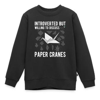 Origami Japanische Kunst Faltender Kranich Papier - Kinder Premium Organic Sweatshirt - Schwarz - Vorne - AI Model Kid Female (0cm)
