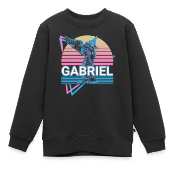 Gabriel Archange Rétro - Sweat Premium enfant bio - noir - Devant - AI Model Kid Female (0cm)