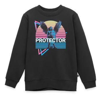Protecteur Archange Michael Retro - Sweat Premium enfant bio - noir - Devant - AI Model Kid Female (0cm)