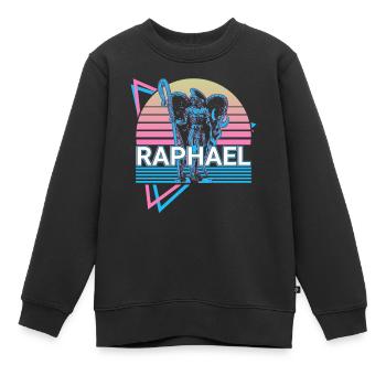 Raphaël Archange Rétro - Sweat Premium enfant bio - noir - Devant - AI Model Kid Female (0cm)