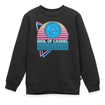 Sceau de Cassiel Archange Sceau Rétro - Sweat Premium enfant bio - noir - Devant - AI Model Kid Female (0cm)