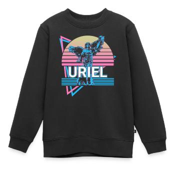 Uriel Archange Rétro - Sweat Premium enfant bio - noir - Devant - AI Model Kid Female (0cm)