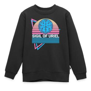 Sceau de l’Archange Uriel Rétro - Sweat Premium enfant bio - noir - Devant - AI Model Kid Female (0cm)