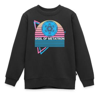 Sceau de Métatron Archange Sceau Rétro - Sweat Premium enfant bio - noir - Devant - AI Model Kid Female (0cm)