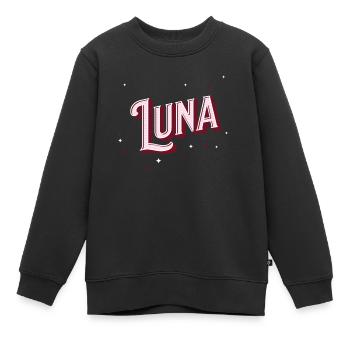Luna name personalized - Kids Premium Organic Sweatshirt - black - Front - AI Model Kid Female (0cm)