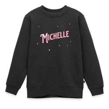 Michelle name personalized - Kids Premium Organic Sweatshirt - black - Front - AI Model Kid Female (0cm)