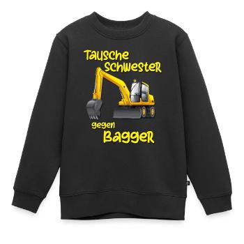 Tausche Schwester gegen Bagger Jungs Lustig Kinder - Kinder Premium Organic Sweatshirt - Schwarz - Vorne - AI Model Kid Female (0cm)