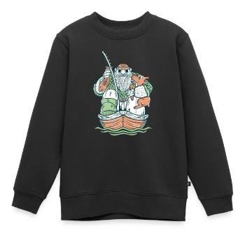 Fischer Fisch Fischerei Hund Boot Fischer Fischere - Kinder Premium Organic Sweatshirt - Schwarz - Vorne - AI Model Kid Female (0cm)