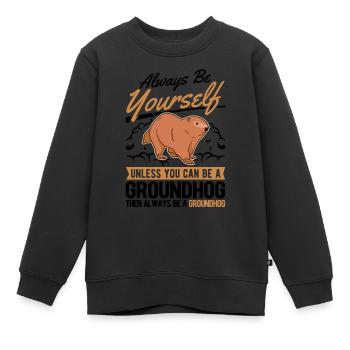 Marmotte Marmotte Marmotte de la forêt Marmotte - Sweat Premium enfant bio - noir - Devant - AI Model Kid Female (0cm)