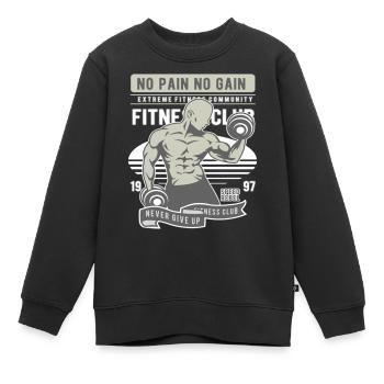 Pas de douleur Pas de gain Gymnase - Sweat Premium enfant bio - noir - Devant - AI Model Kid Female (0cm)