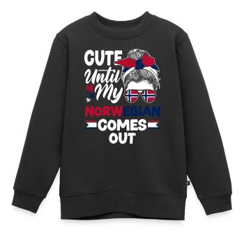 Norwegen Norwegisch süß bis mein Norwegisch kommt - Kinder Premium Organic Sweatshirt - Schwarz - Vorne - AI Model Kid Female (0cm)