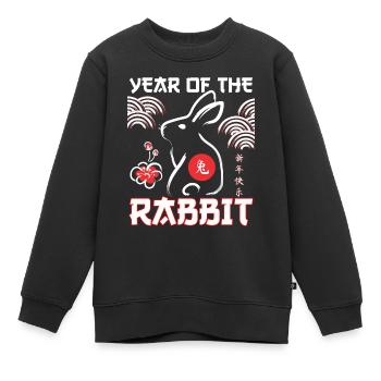 Jahr des Kaninchens Chinesisches Neujahr Mondfrühling - Kinder Premium Organic Sweatshirt - Schwarz - Vorne - AI Model Kid Female (0cm)