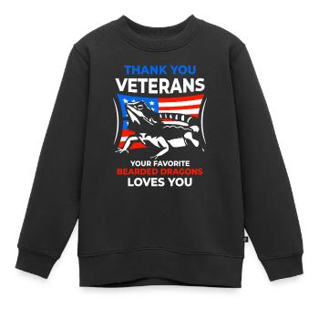 Thank you Veterans Bearded Dragons - Kinder Premium Organic Sweatshirt - Schwarz - Vorne - AI Model Kid Female (0cm)