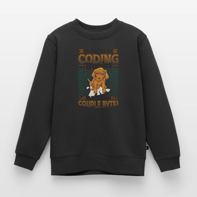 Dog Bytes Code Computer Joke Programming Kids Premium Organic Sweatshirt