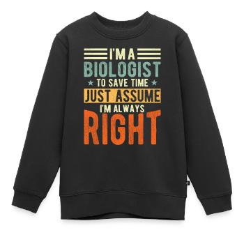 Biologe - Kinder Premium Organic Sweatshirt - Schwarz - Vorne - AI Model Kid Female (0cm)