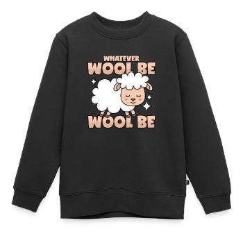 Schaf Wolle Wortwitz - Kinder Premium Organic Sweatshirt - Schwarz - Vorne - AI Model Kid Female (0cm)