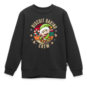 Équipe de cuisson de biscuits Biscuits de Noël Elfe - Sweat Premium enfant bio - noir - Devant - AI Model Kid Female (0cm)