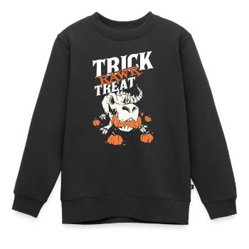 Skelett T-Rex Halloween Gruseliger Dino Horror Din - Kinder Premium Organic Sweatshirt - Schwarz - Vorne - AI Model Kid Female (0cm)
