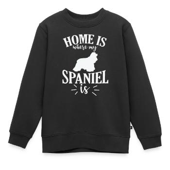 Home is where my Spaniel is Cockerspaniel Hund - Kinder Premium Organic Sweatshirt - Schwarz - Vorne - AI Model Kid Female (0cm)