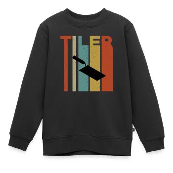 Conception de truelle de carreaux rétro - Sweat Premium enfant bio - noir - Devant - AI Model Kid Female (0cm)