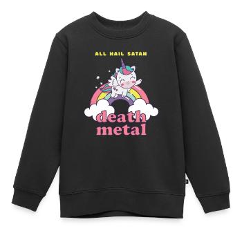 Einhorn auf Wolke Death Metal - Kinder Premium Organic Sweatshirt - Schwarz - Vorne - AI Model Kid Female (0cm)
