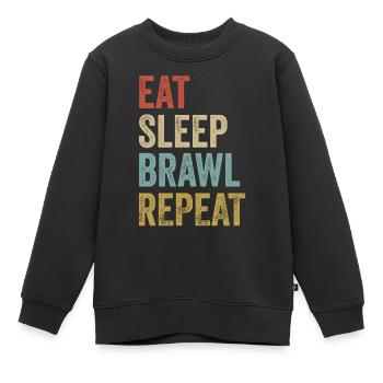 Manger Sleep Brawl Répéter - Sweat Premium enfant bio - noir - Devant - AI Model Kid Female (0cm)