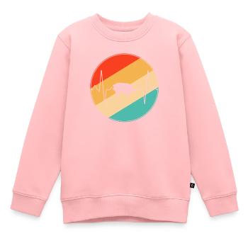 Schwein Retro Herzschlag - Kinder Premium Organic Sweatshirt - Rosa - Vorne - AI Model Kid Female (0cm)