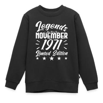 Legenden werden im November 1971 Jubiläumsgeschenk geboren - Kinder Premium Organic Sweatshirt - Schwarz - Vorne - AI Model Kid Female (0cm)