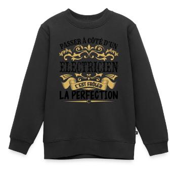 Electricien | le Meilleur cadeau Electricien - Sweat Premium enfant bio - noir - Devant - AI Model Kid Female (0cm)