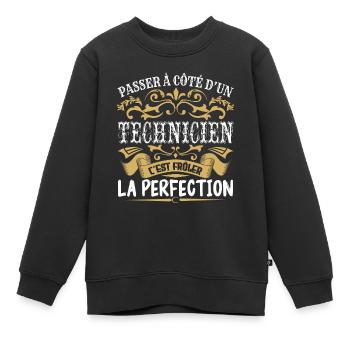 Le Meilleur Technicien | Technicien à la perfectio - Sweat Premium enfant bio - noir - Devant - AI Model Kid Female (0cm)