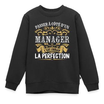 Le Meilleur Manager | Manager à la perfection - Sweat Premium enfant bio - noir - Devant - AI Model Kid Female (0cm)