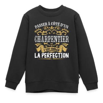 Le Meilleur Charpentier | Charpentier à la perfect - Sweat Premium enfant bio - noir - Devant - AI Model Kid Female (0cm)