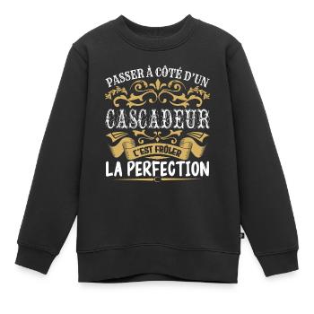 Le Meilleur Cascadeur | Cascadeur à la perfection - Sweat Premium enfant bio - noir - Devant - AI Model Kid Female (0cm)