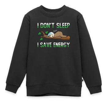 Je ne dors pas J’économise de l’énergie - Sweat Premium enfant bio - noir - Devant - AI Model Kid Female (0cm)