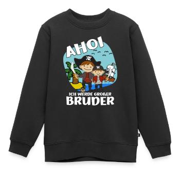 Großer Bruder Piraten Geschwister Nachwuchs Idee - Kinder Premium Organic Sweatshirt - Schwarz - Vorne - AI Model Kid Female (0cm)